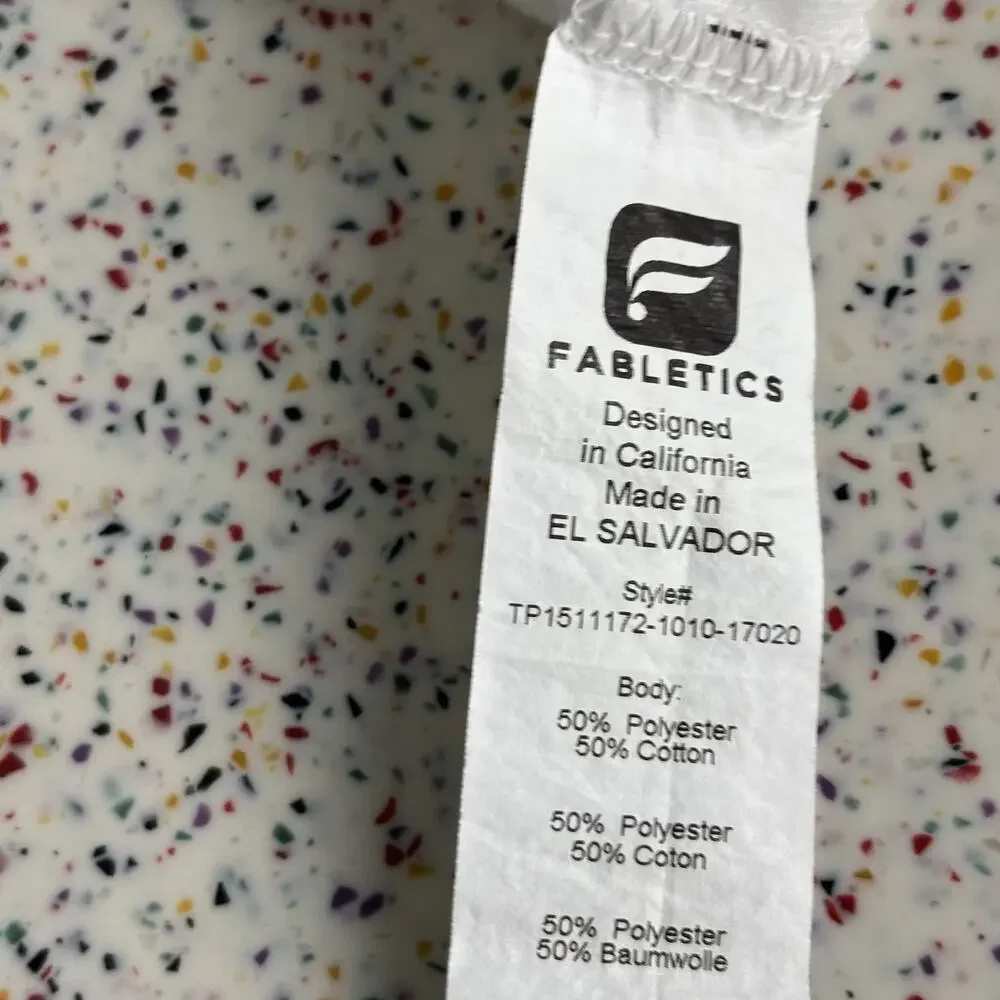 FABLETICS Women’s Cotton Blend Long Sleeve Open Front Cross Shirt White XS Gym